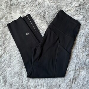 Lululemon Fast Free HR Cropped Leggings 21" Inseam Black Pockets Size 2 Womens